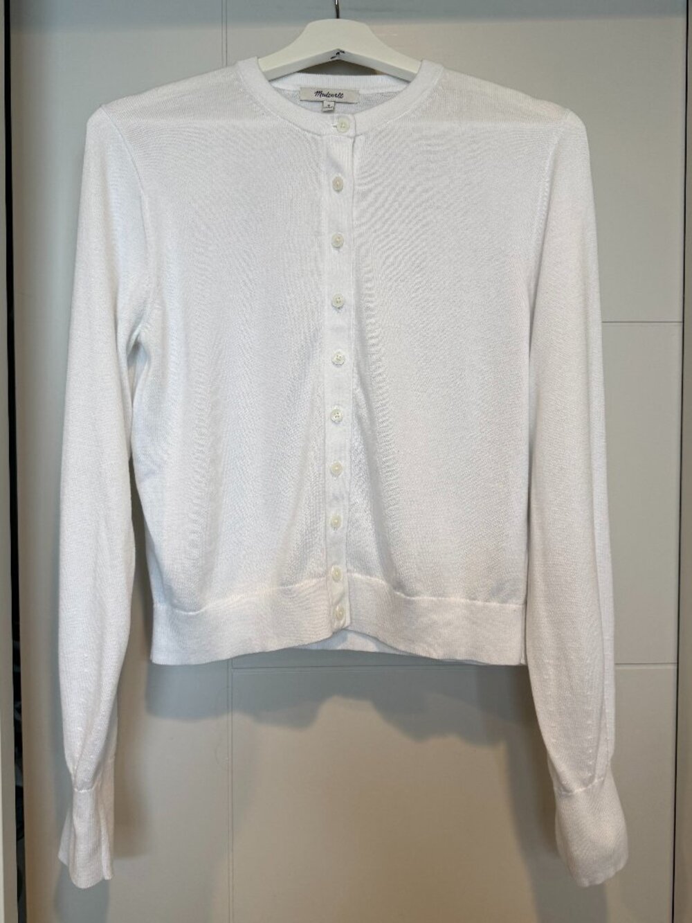 Madewell Cotton Crewneck White Button Up Cardigan size M
